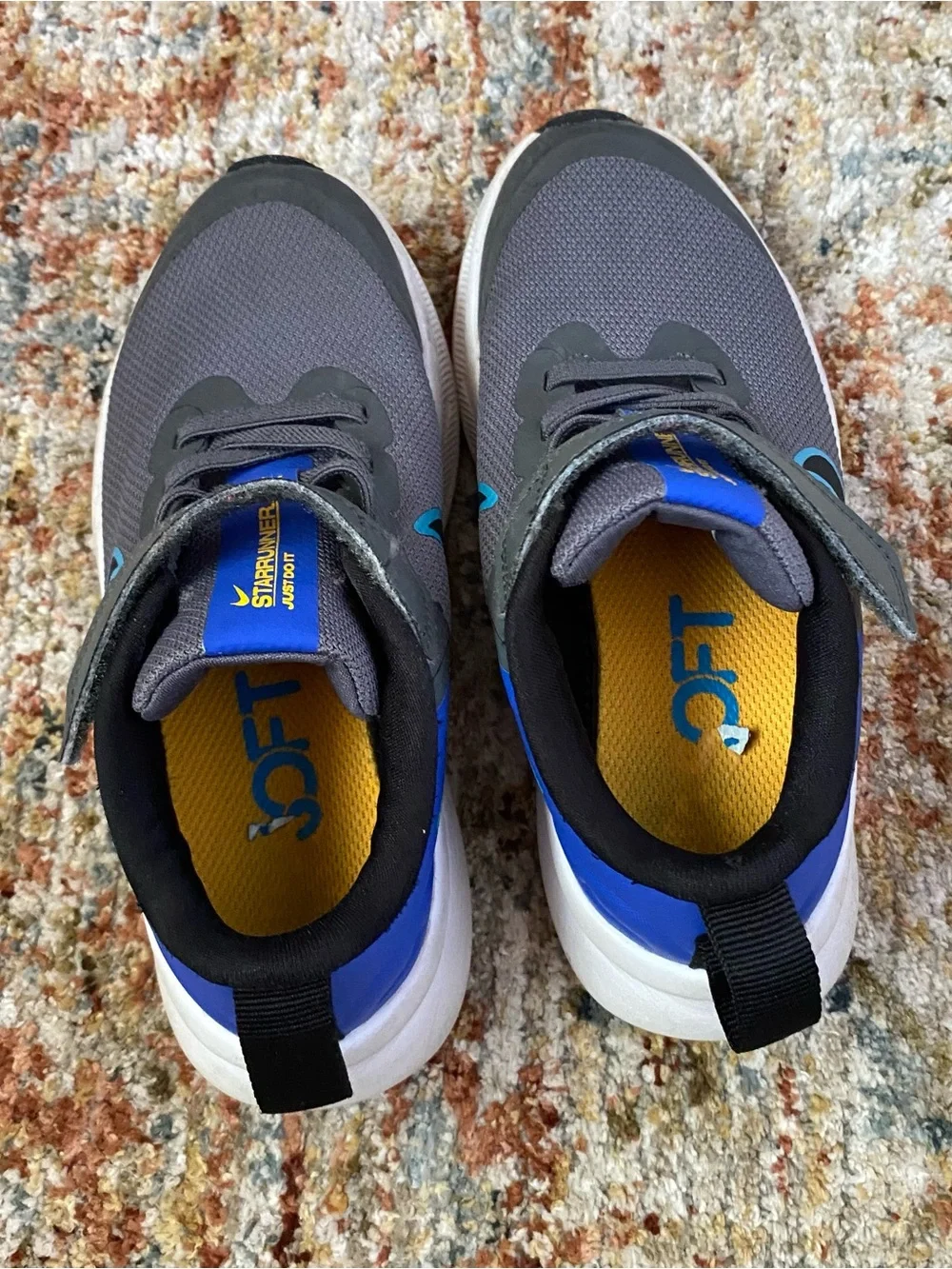 Nike Gray and Blue Toddlers' Lightweight Velcro Sneakers